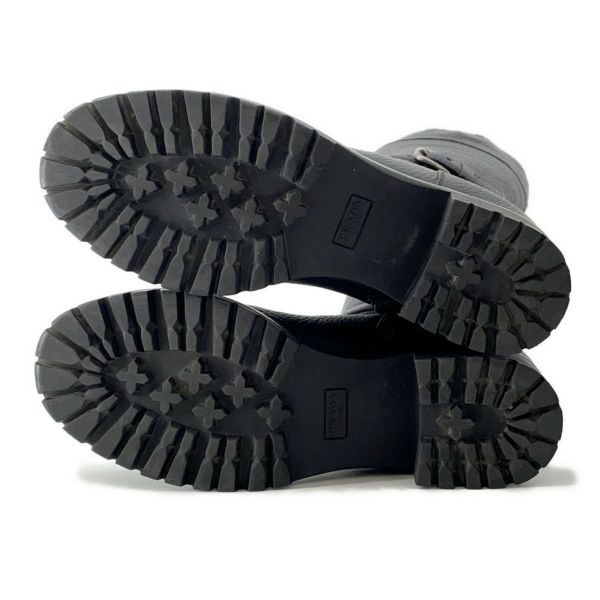 プラダ ブーツ レザー ロゴ レディースサイズ37 1/2 PRADA 靴 ロングブーツ 黒