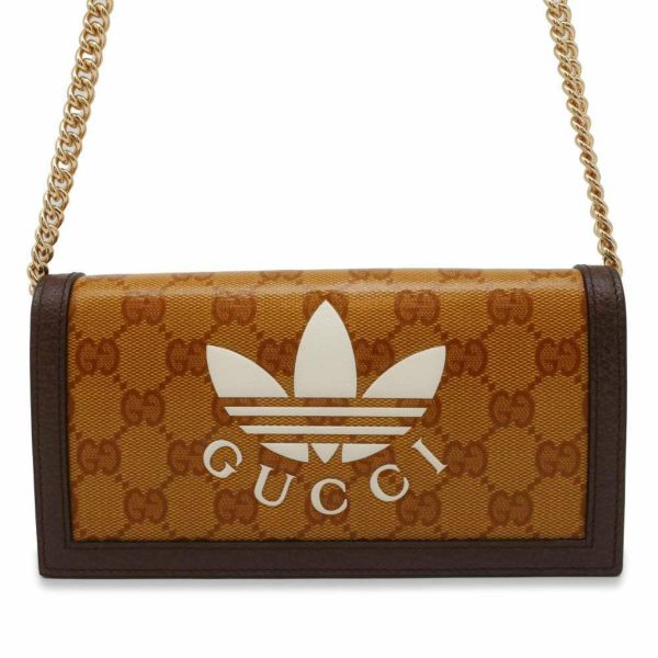 グッチ チェーンウォレット アディダス コラボ トレフォイル プリント 621892 GUCCI 長財布