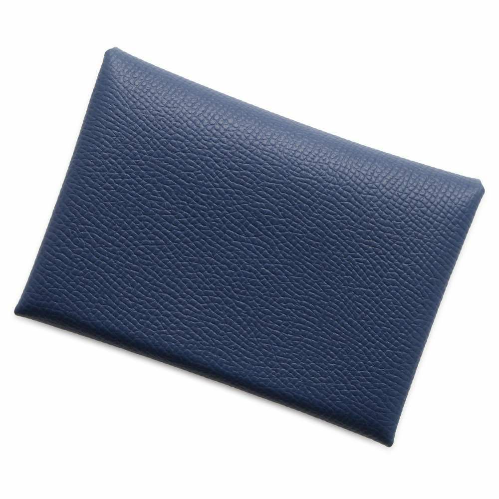 エルメス コインケース カルヴィ デュオ ブルーネイビー/シルバー金具 エプソン B刻印 HERMES 財布
