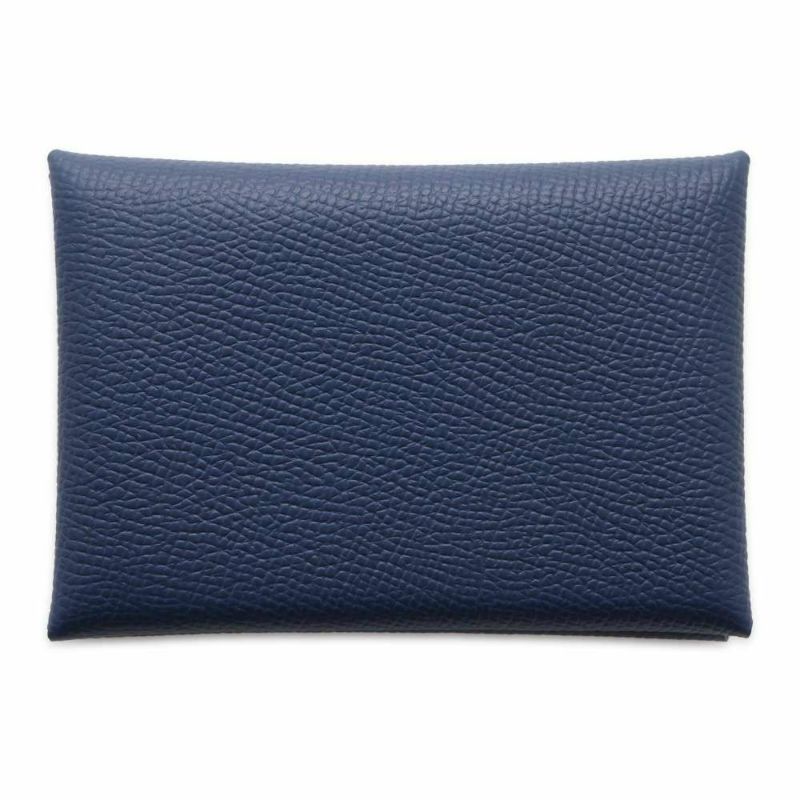 エルメス コインケース カルヴィ デュオ ブルーネイビー/シルバー金具 エプソン B刻印 HERMES 財布
