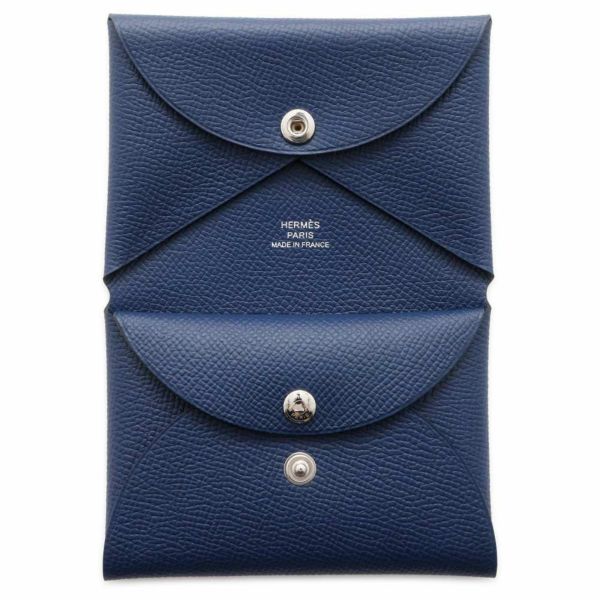 エルメス コインケース カルヴィ デュオ ブルーネイビー/シルバー金具 エプソン B刻印 HERMES 財布