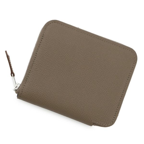 エルメス コインケース アザップコンパクト シルクイン エトゥープ/シルバー金具 エプソン K刻印