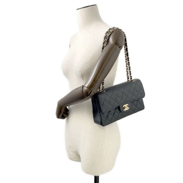 シャネル チェーンショルダーバッグ マトラッセ23 ココマーク ダブルチェーン キャビアスキン A01113 CHANEL 黒