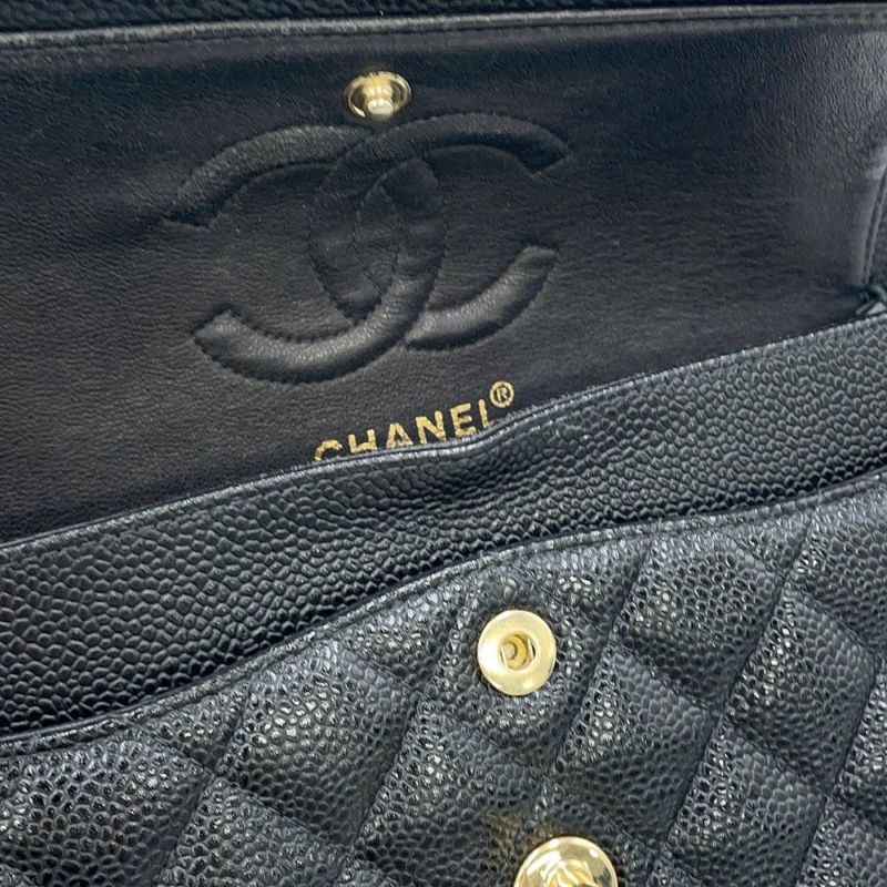 シャネル チェーンショルダーバッグ マトラッセ23 ココマーク ダブルチェーン キャビアスキン A01113 CHANEL 黒
