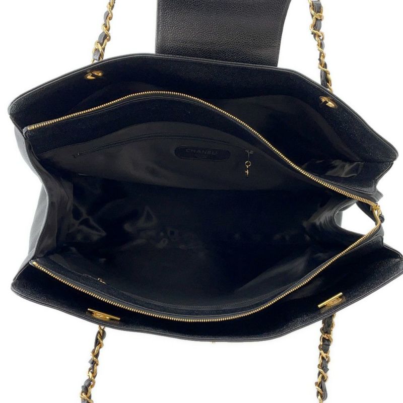 シャネル チェーントートバッグ ココマーク スーパーモデルバッグ キャビアスキン A01992 黒