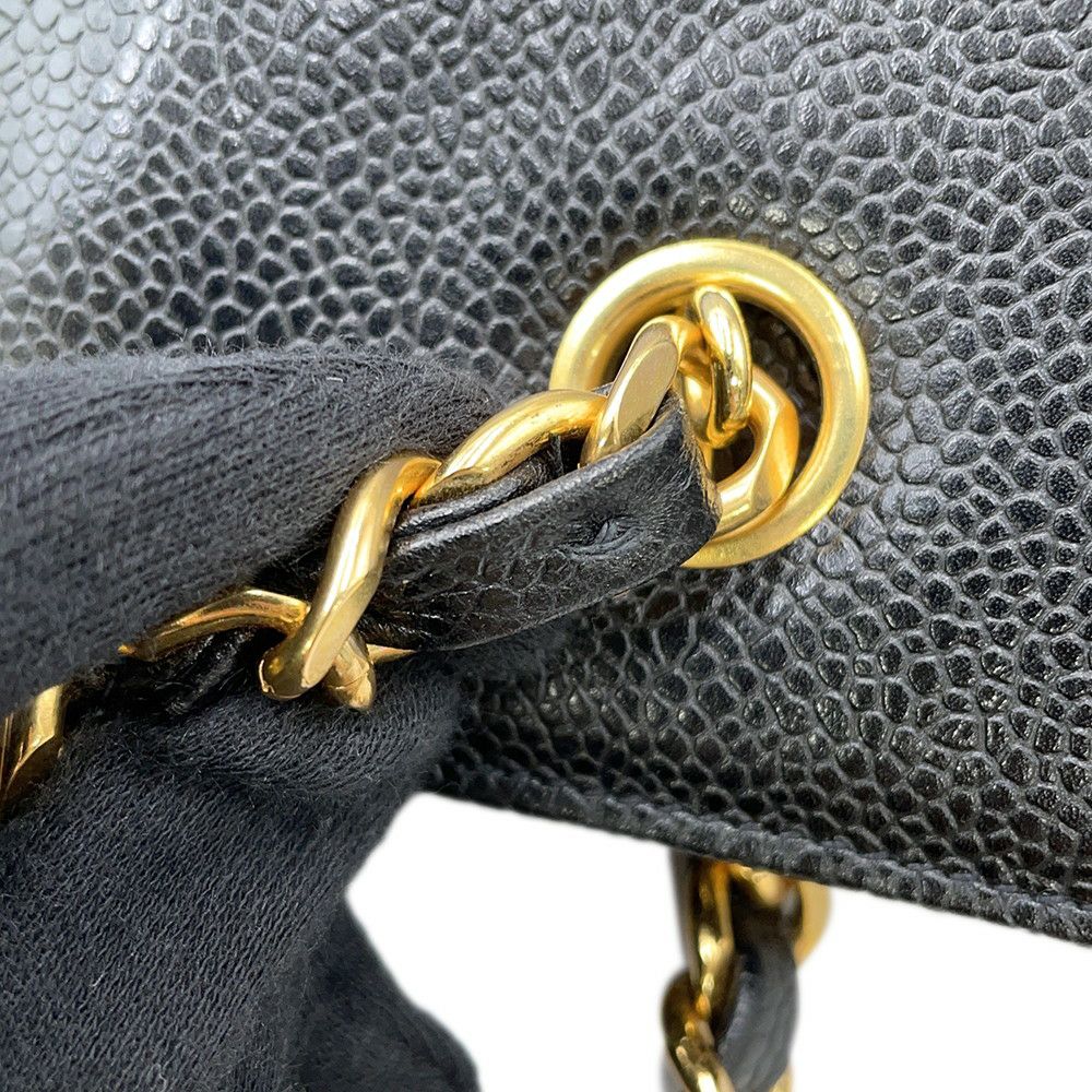 シャネル チェーントートバッグ ココマーク スーパーモデルバッグ キャビアスキン A01992 黒