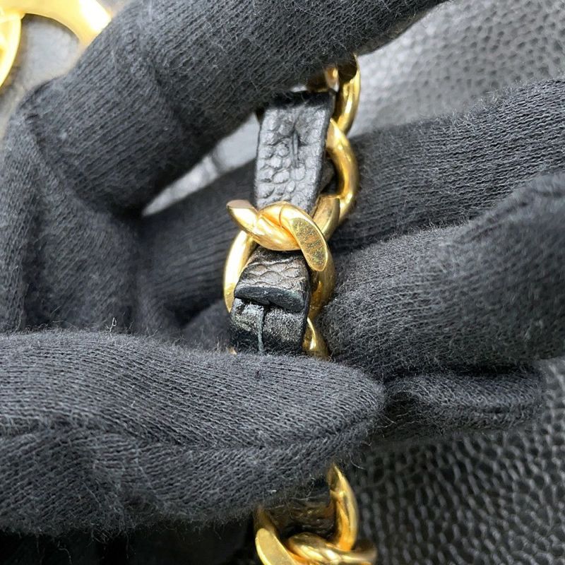 シャネル チェーントートバッグ ココマーク スーパーモデルバッグ キャビアスキン A01992 黒