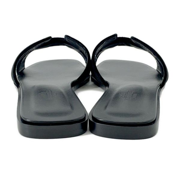 エルメス サンダル オラン ベルベット レディースサイズ38 1/2 HERMES 靴 黒