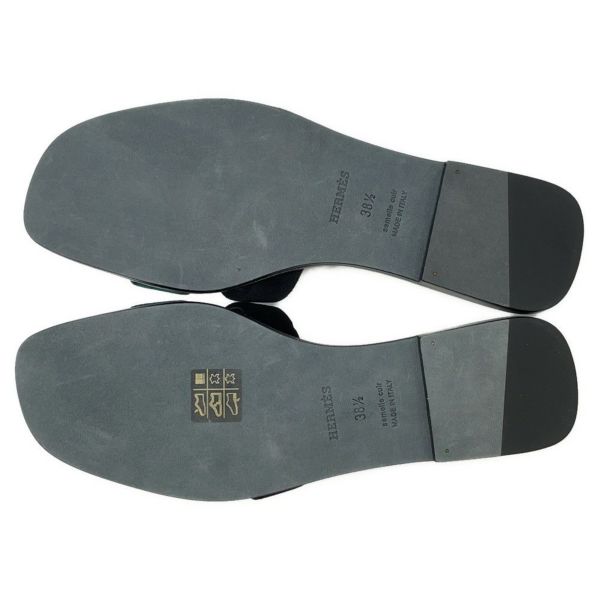 エルメス サンダル オラン ベルベット レディースサイズ38 1/2 HERMES 靴 黒