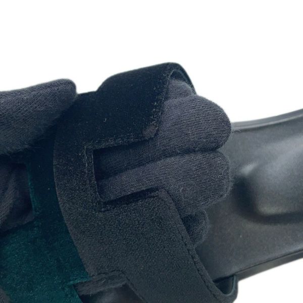 エルメス サンダル オラン ベルベット レディースサイズ38 1/2 HERMES 靴 黒
