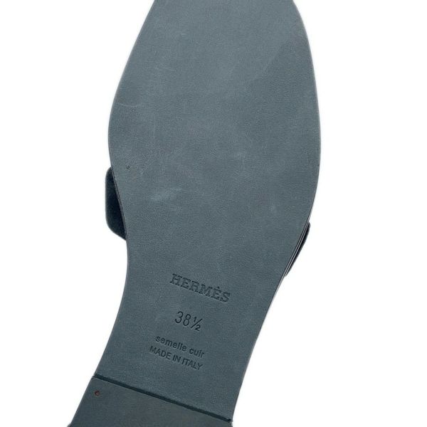 エルメス サンダル オラン ベルベット レディースサイズ38 1/2 HERMES 靴 黒