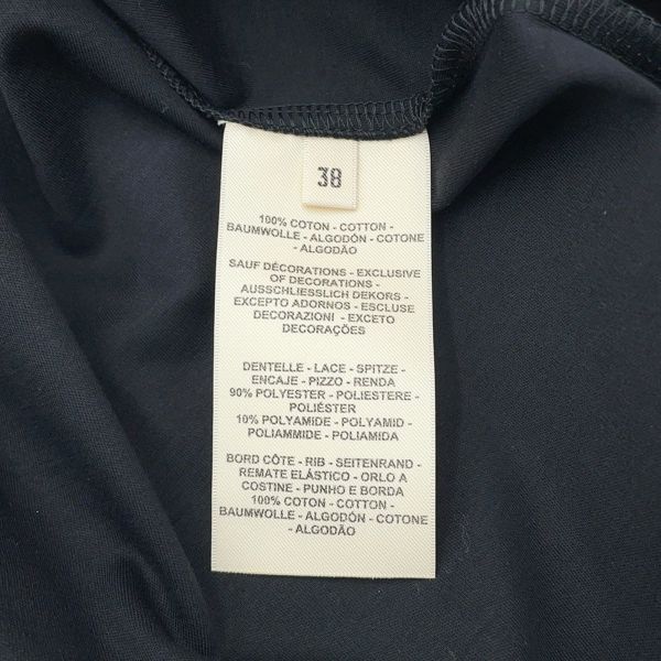 エルメス 半袖ワンピース 刺繍ポケット フレアドレス コットン レディースサイズ38 HERMES 黒 レース