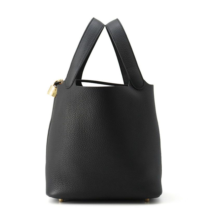 エルメス ハンドバッグ ピコタンロックMM ブラック/ゴールド金具 トリヨンクレマンス W刻印 黒