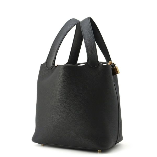 エルメス ハンドバッグ ピコタンロックMM ブラック/ゴールド金具 トリヨンクレマンス W刻印 黒