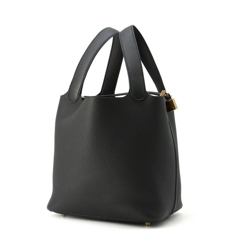 エルメス ハンドバッグ ピコタンロックMM ブラック/ゴールド金具 トリヨンクレマンス W刻印 黒