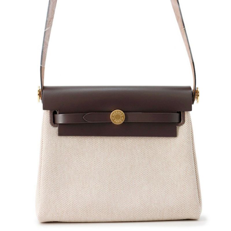 エルメス ショルダーバッグ エールバッグジップ ミニ エクリュ/エベンヌ/ゴールド金具 トワルミリタリー/ヴァッシュハンター K刻印