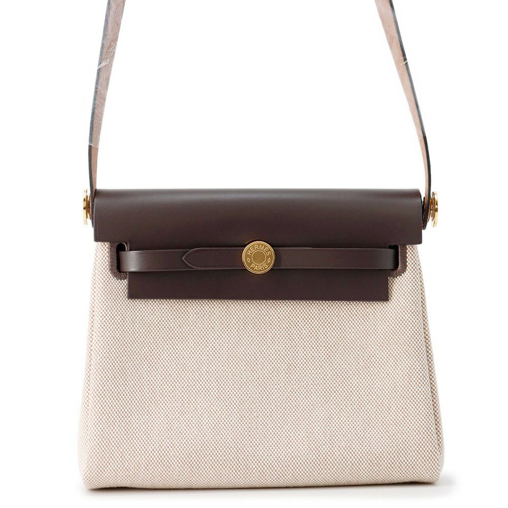 エルメス ショルダーバッグ エールバッグジップ ミニ エクリュ/エベンヌ/ゴールド金具 トワルミリタリー/ヴァッシュハンター K刻印