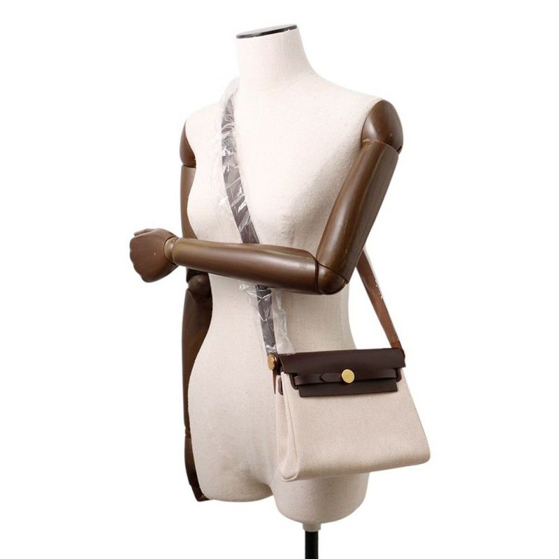 エルメス ショルダーバッグ エールバッグジップ ミニ エクリュ/エベンヌ/ゴールド金具 トワルミリタリー/ヴァッシュハンター K刻印