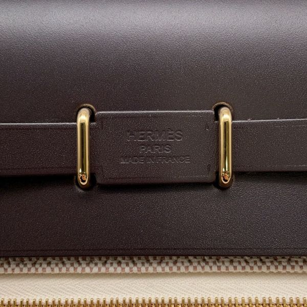 エルメス ショルダーバッグ エールバッグジップ ミニ エクリュ/エベンヌ/ゴールド金具 トワルミリタリー/ヴァッシュハンター K刻印