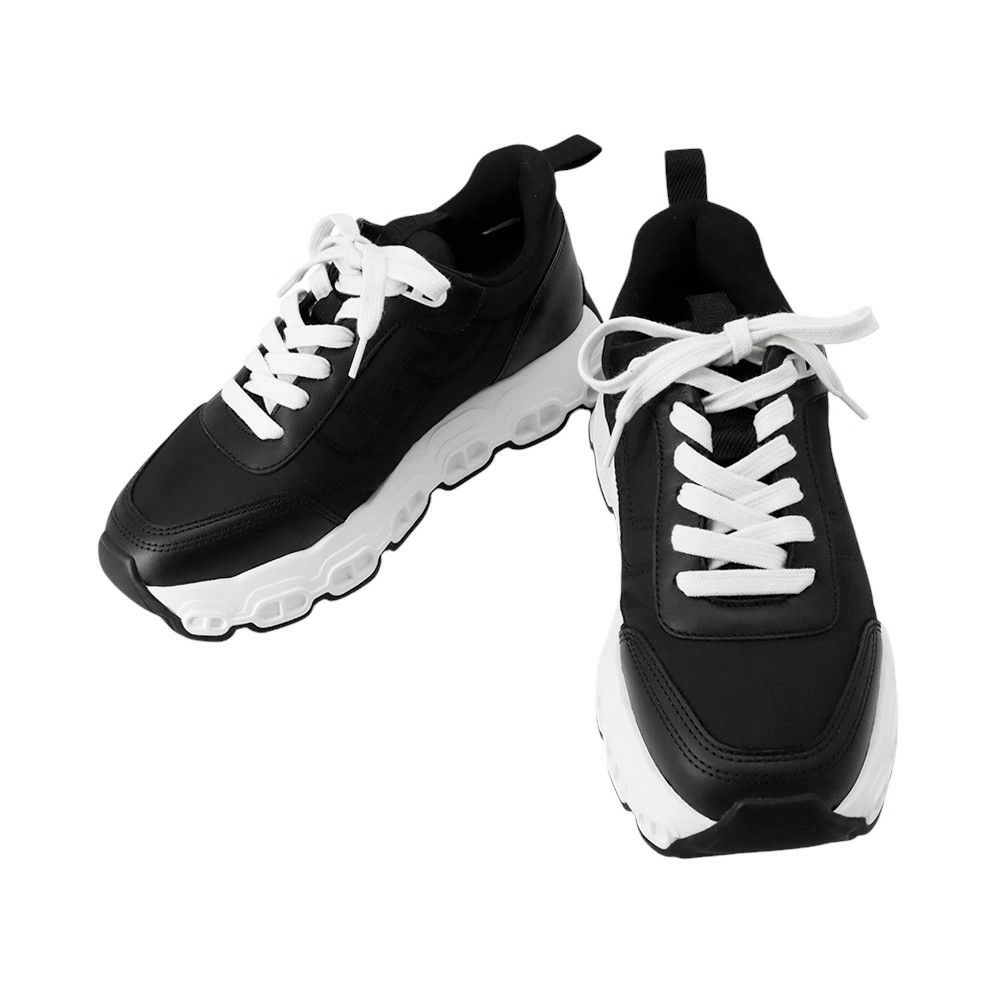 エルメス スニーカー インパルス ナイロン/レザー レディースサイズ36 1/2 HERMES 靴 黒 白