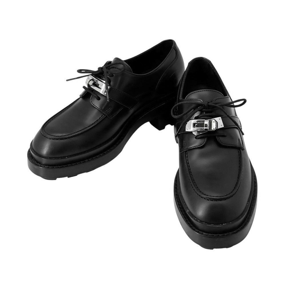 エルメス ローファー ダービー ファースト グラッセ レディースサイズ35 1/2 HERMES 靴 黒