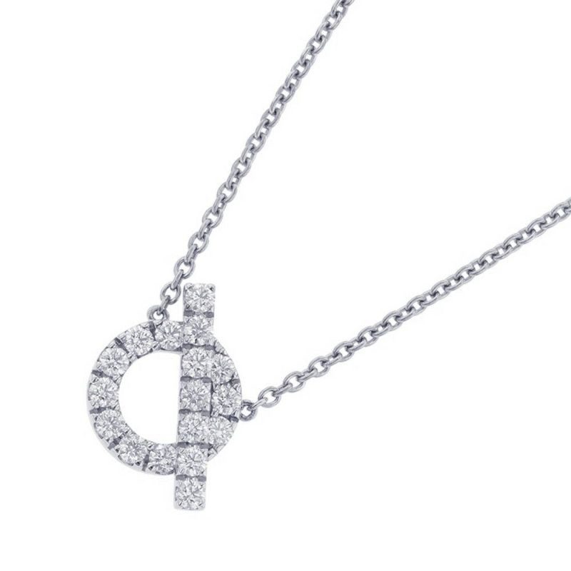 エルメス ネックレス フィネス ペンダント ダイヤモンド 17P 計0.46ct K18WGホワイトゴールド HERMES