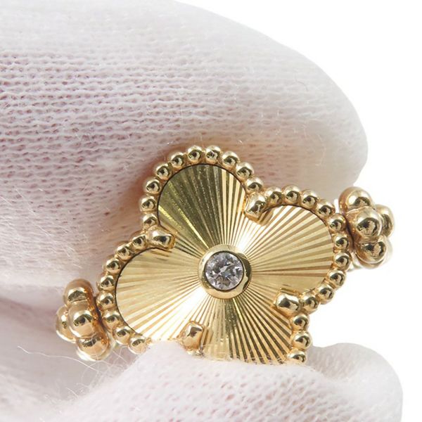 ヴァンクリーフ&アーペル リング アルハンブラ リバーシブル ギヨシェ ブルーアゲート/ダイヤ 1P 0.04ct K18YG