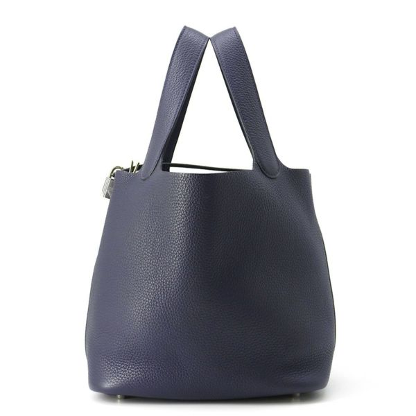 エルメス ハンドバッグ ピコタンロックMM ブルーニュイ/シルバー金具 トリヨンクレマンス D刻印