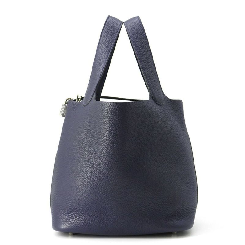 エルメス ハンドバッグ ピコタンロックMM ブルーニュイ/シルバー金具 トリヨンクレマンス D刻印