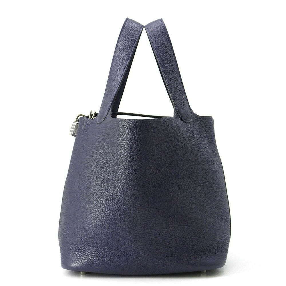 エルメス ハンドバッグ ピコタンロックMM ブルーニュイ/シルバー金具 トリヨンクレマンス D刻印