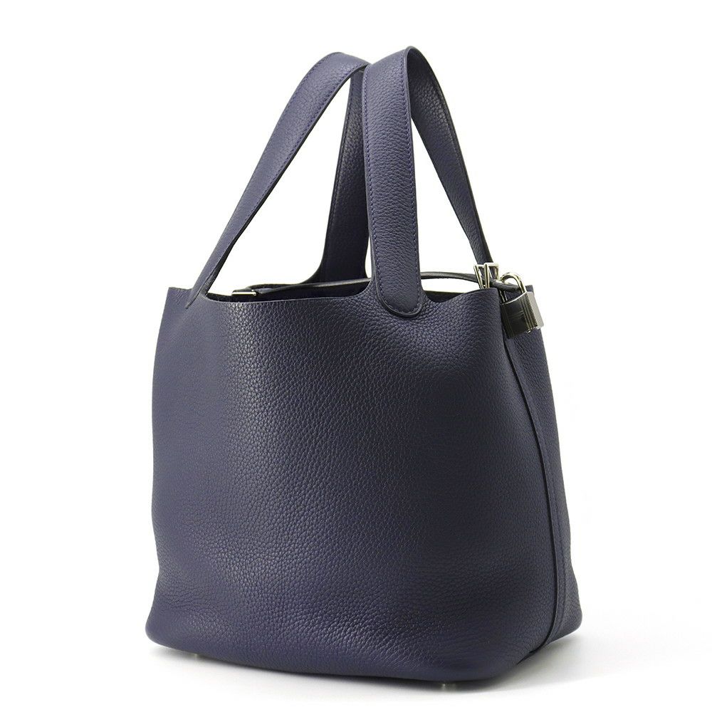 エルメス ハンドバッグ ピコタンロックMM ブルーニュイ/シルバー金具 トリヨンクレマンス D刻印