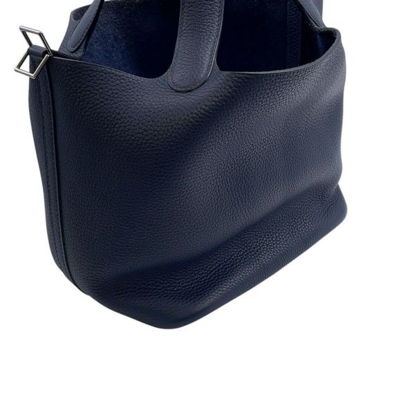 エルメス ハンドバッグ ピコタンロックMM ブルーニュイ/シルバー金具 トリヨンクレマンス D刻印