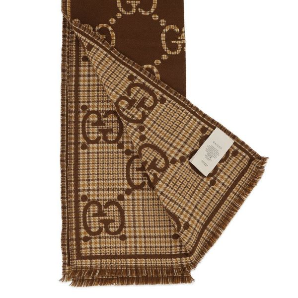 グッチ スカーフ GGウールジャカード チェック柄 ウール スカーフ 660025 GUCCI ストール マフラー GG柄