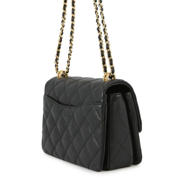 シャネル チェーンショルダーバッグ ココマーク マトラッセ ココファースト キャビアスキン AS3580 CHANEL 黒