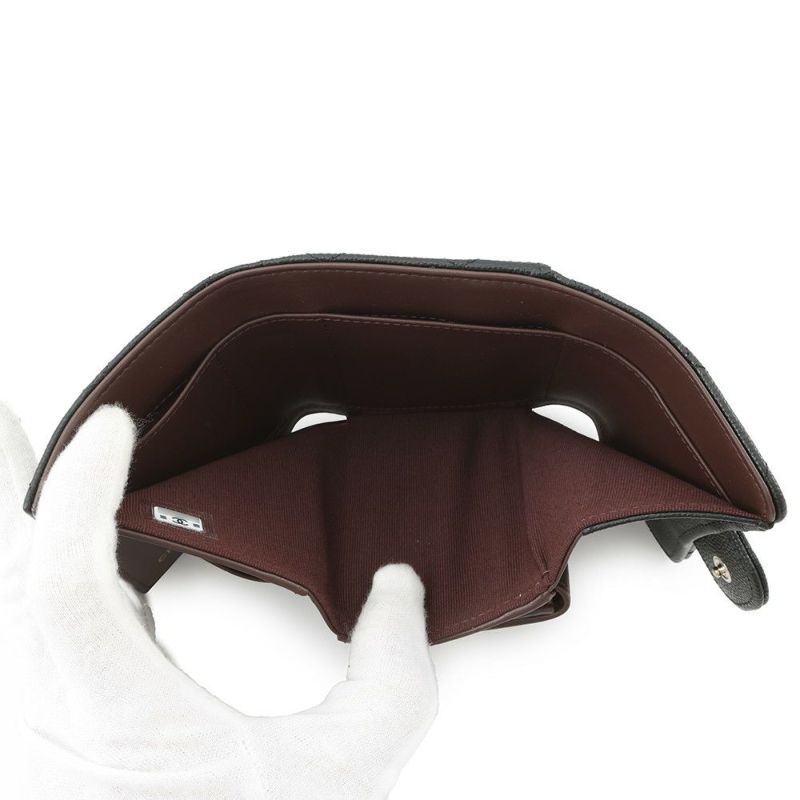 シャネル 三つ折り財布 マトラッセ ココマーク クラシック スモール フラップ ウォレット キャビアスキン AP0229 黒