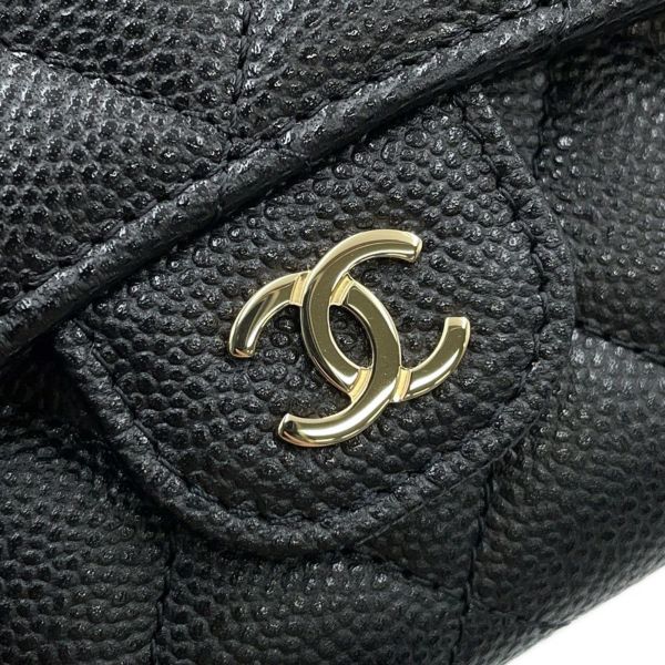 シャネル 三つ折り財布 マトラッセ ココマーク クラシック スモール フラップ ウォレット キャビアスキン AP0229 黒