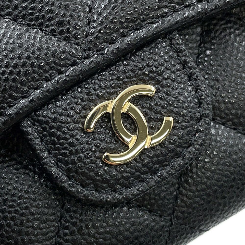 シャネル 三つ折り財布 マトラッセ ココマーク クラシック スモール フラップ ウォレット キャビアスキン AP0229 黒