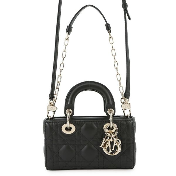 ディオール ハンドバッグ レディ D-JOY カナージュ マイクロ ラムスキン S0910ONGE Christian Dior 2way 黒
