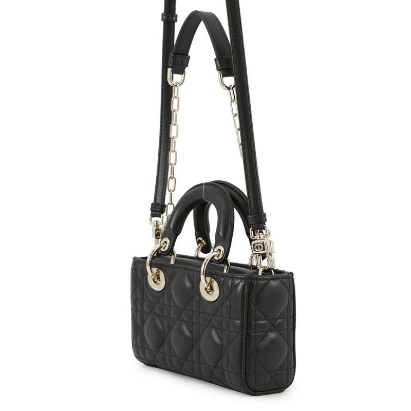 ディオール ハンドバッグ レディ D-JOY カナージュ マイクロ ラムスキン S0910ONGE Christian Dior 2way 黒
