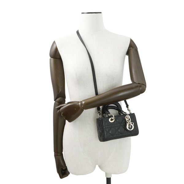 ディオール ハンドバッグ レディ D-JOY カナージュ マイクロ ラムスキン S0910ONGE Christian Dior 2way 黒