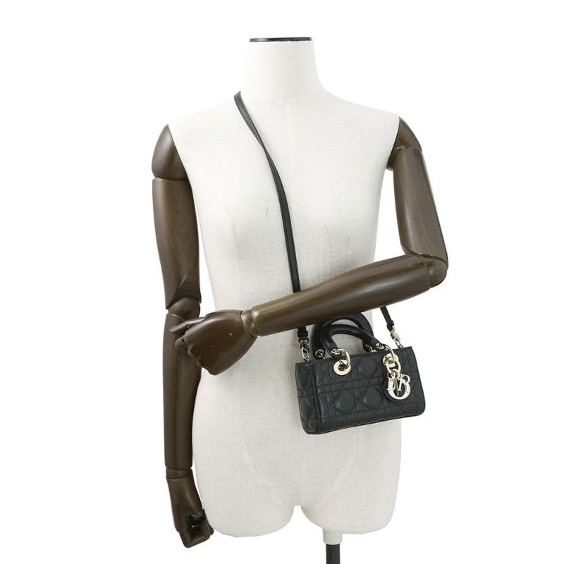 ディオール ハンドバッグ レディ D-JOY カナージュ マイクロ ラムスキン S0910ONGE Christian Dior 2way 黒