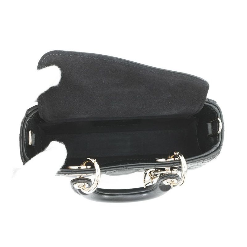 ディオール ハンドバッグ レディ D-JOY カナージュ マイクロ ラムスキン S0910ONGE Christian Dior 2way 黒
