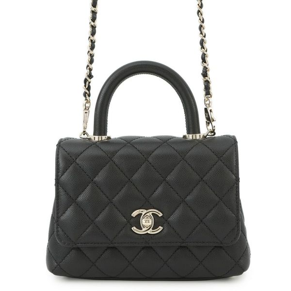 シャネル ハンドバッグ ココマーク マトラッセ ココハンドル XXS キャビアスキン AS2215 CHANEL 2way 黒
