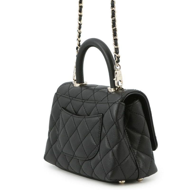 シャネル ハンドバッグ ココマーク マトラッセ ココハンドル XXS キャビアスキン AS2215 CHANEL 2way 黒