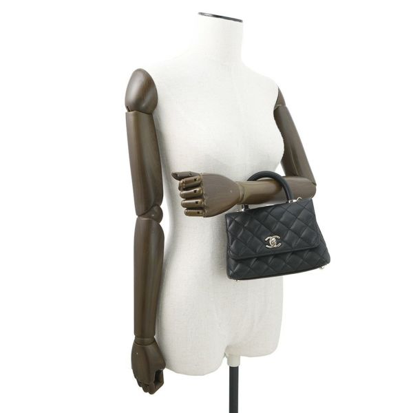 シャネル ハンドバッグ ココマーク マトラッセ ココハンドル XXS キャビアスキン AS2215 CHANEL 2way 黒