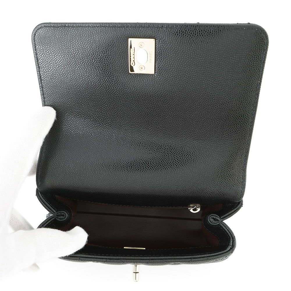 シャネル ハンドバッグ ココマーク マトラッセ ココハンドル XXS キャビアスキン AS2215 CHANEL 2way 黒