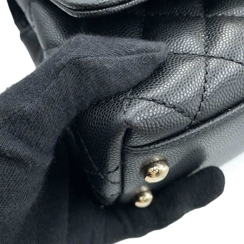 シャネル ハンドバッグ ココマーク マトラッセ ココハンドル XXS キャビアスキン AS2215 CHANEL 2way 黒