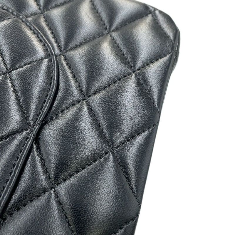 シャネル チェーンショルダーバッグ マトラッセ25 ココマーク ダブルチェーン ラムスキン A01112 CHANEL 黒