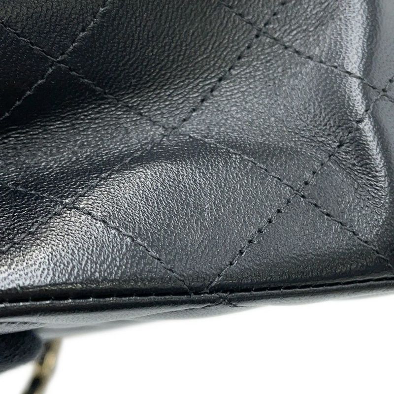 シャネル チェーンショルダーバッグ マトラッセ25 ココマーク ダブルチェーン ラムスキン A01112 CHANEL 黒