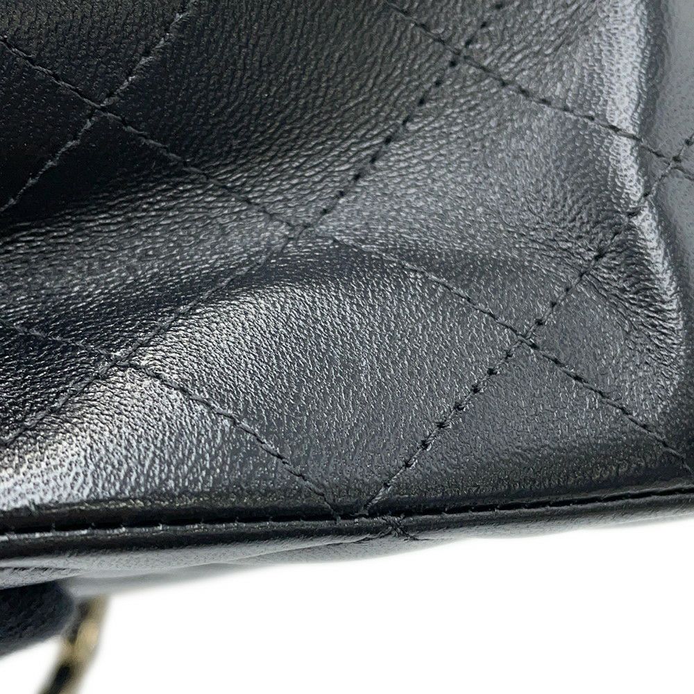 シャネル チェーンショルダーバッグ マトラッセ25 ココマーク ダブルチェーン ラムスキン A01112 CHANEL 黒